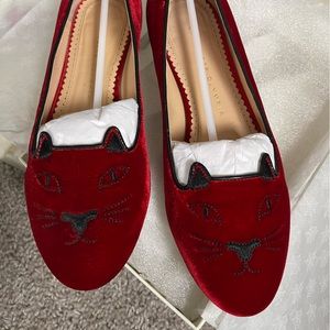 Red Velvet Charlotte Olympia Kitty Flats size 37